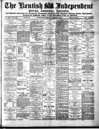 cover page of Kentish Independent published on August 2, 1901