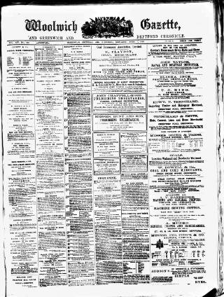 cover page of Woolwich Gazette published on April 1, 1876