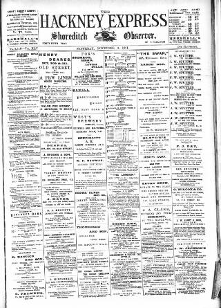 cover page of Shoreditch Observer published on November 2, 1901