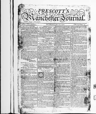 cover page of Prescott's Manchester Journal published on June 22, 1771