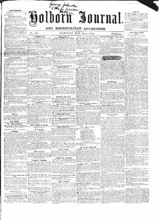 cover page of Holborn Journal published on May 22, 1858