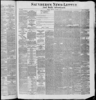 cover page of Saunders's News-Letter published on August 2, 1875