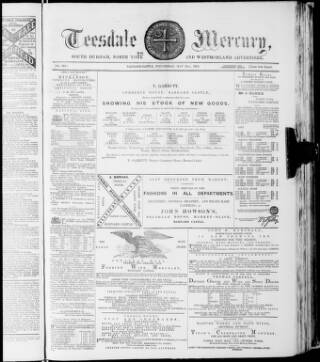 cover page of Teesdale Mercury published on May 22, 1872