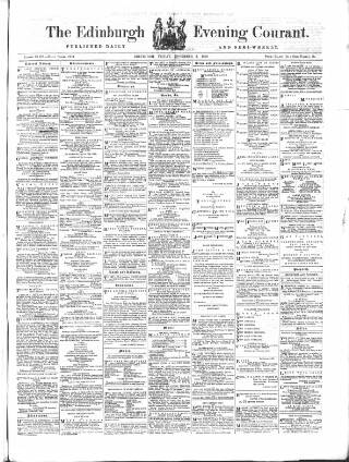 cover page of Edinburgh Evening Courant published on November 2, 1866