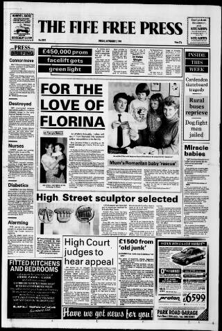 cover page of Fife Free Press published on November 2, 1990