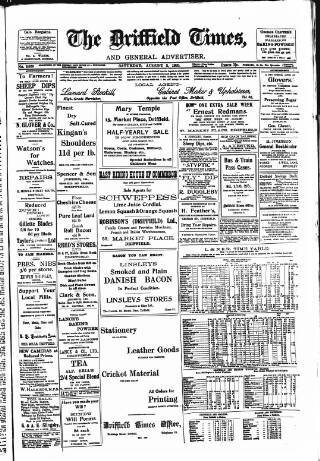 cover page of Driffield Times published on August 2, 1930