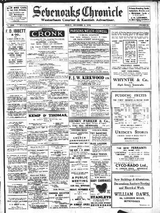 cover page of Sevenoaks Chronicle and Kentish Advertiser published on November 2, 1934