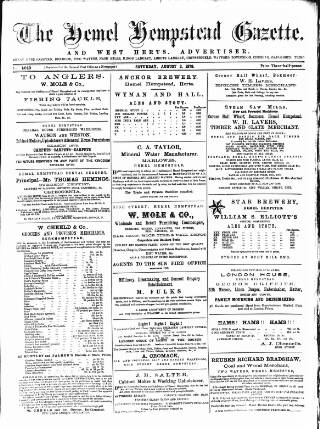 cover page of Hemel Hempstead Gazette published on August 2, 1879