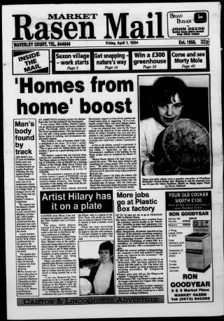 cover page of Market Rasen Weekly Mail published on April 1, 1994