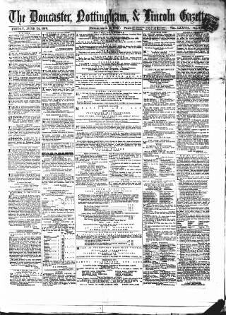 cover page of Doncaster Gazette published on June 24, 1870