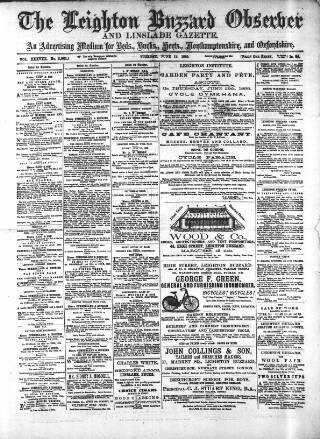 cover page of Leighton Buzzard Observer and Linslade Gazette published on June 13, 1899