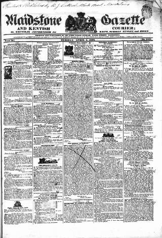 cover page of South Eastern Gazette published on April 1, 1834