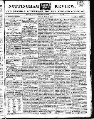 cover page of Nottingham Review published on May 22, 1818