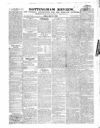 cover page of Nottingham Review published on June 13, 1828