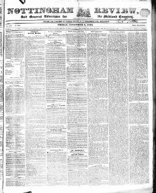 cover page of Nottingham Review published on November 2, 1832