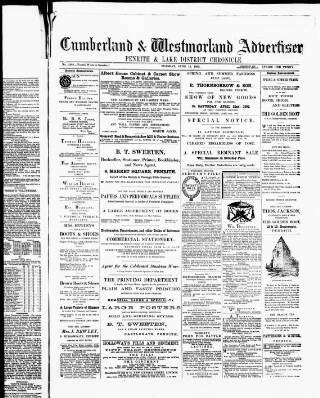 cover page of Cumberland and Westmorland Advertiser, and Penrith Literary Chronicle published on June 13, 1893