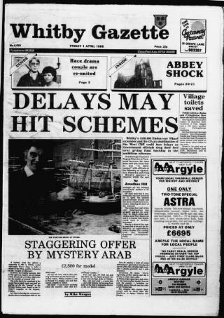 cover page of Whitby Gazette published on April 1, 1988