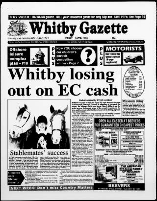 cover page of Whitby Gazette published on April 1, 1994