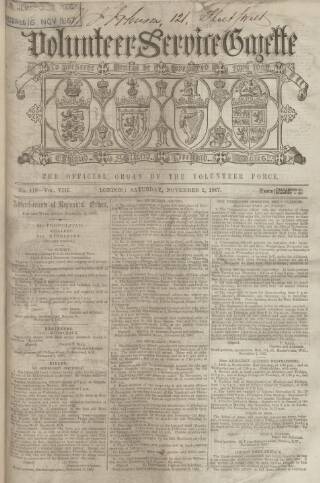 cover page of Volunteer Service Gazette and Military Dispatch published on November 2, 1867