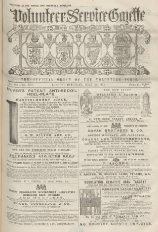 cover page of Volunteer Service Gazette and Military Dispatch published on May 22, 1875