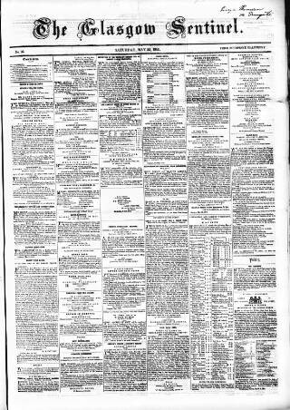 cover page of Glasgow Sentinel 1850 published on May 22, 1852