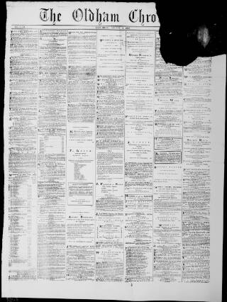 cover page of Oldham Chronicle published on August 2, 1873