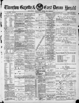 cover page of Tiverton Gazette (Mid-Devon Gazette) published on August 2, 1887