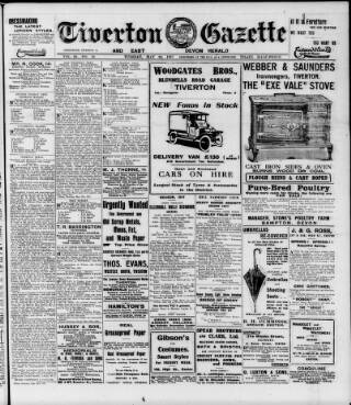 cover page of Tiverton Gazette (Mid-Devon Gazette) published on May 22, 1917