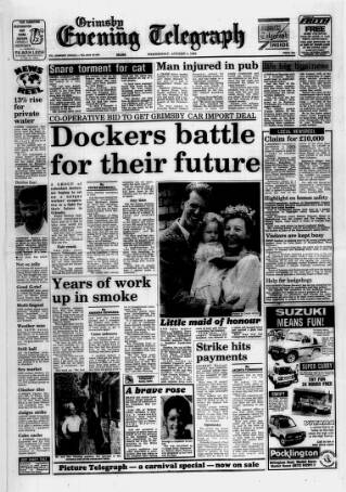 cover page of Grimsby Daily Telegraph published on August 2, 1989