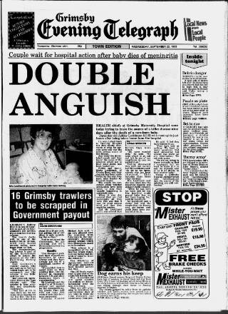 cover page of Grimsby Daily Telegraph published on September 22, 1993