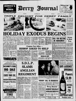 cover page of Derry Journal published on August 2, 1985