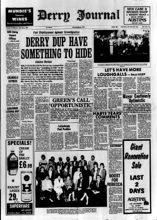 cover page of Derry Journal published on May 22, 1987