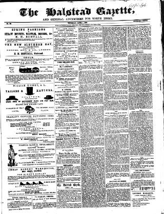 cover page of Halstead Gazette published on April 1, 1858
