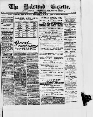 cover page of Halstead Gazette published on August 1, 1889
