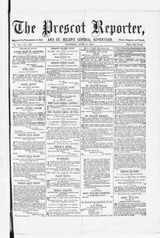 cover page of Prescot Reporter published on June 13, 1874