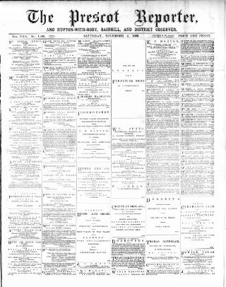 cover page of Prescot Reporter published on November 2, 1889