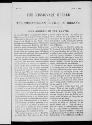 cover page of Missionary Herald of the Presbyterian Church in Ireland published on June 1, 1864