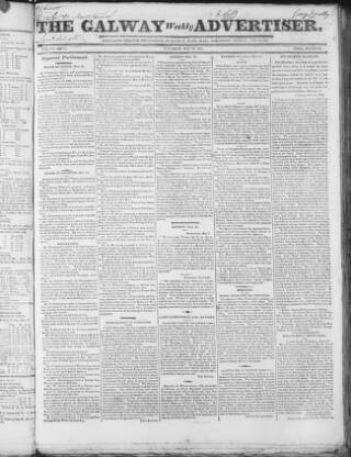 cover page of Galway Weekly Advertiser published on May 22, 1824