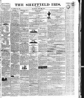 cover page of Sheffield Iris published on May 22, 1838