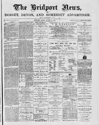 cover page of Bridport News published on August 2, 1889