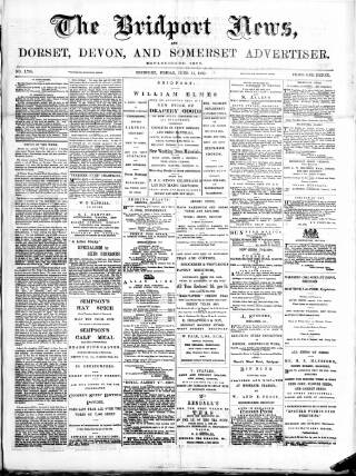 cover page of Bridport News published on June 13, 1890