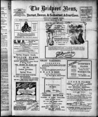 cover page of Bridport News published on May 22, 1908