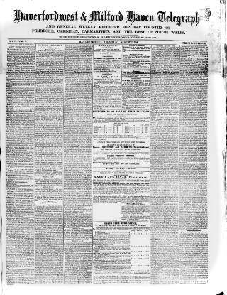 cover page of Haverfordwest & Milford Haven Telegraph published on August 2, 1854