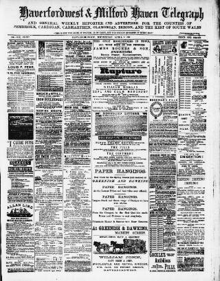 cover page of Haverfordwest & Milford Haven Telegraph published on April 3, 1889