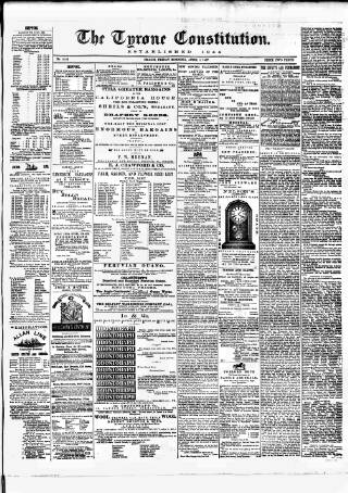 cover page of Tyrone Constitution published on April 1, 1887