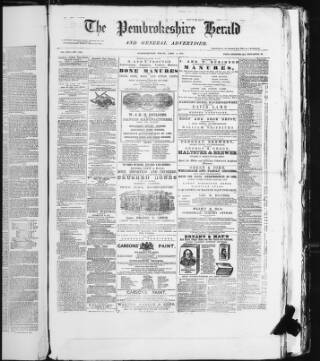 cover page of Pembrokeshire Herald published on April 4, 1873