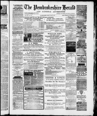 cover page of Pembrokeshire Herald published on May 10, 1889