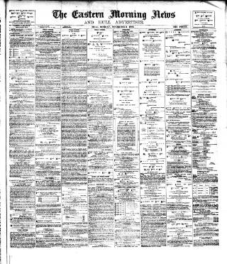 cover page of Eastern Morning News published on November 2, 1885