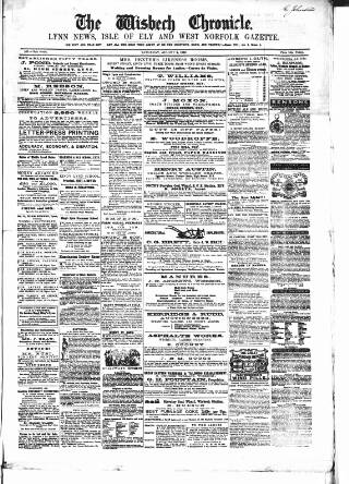 cover page of Wisbech Chronicle, General Advertiser and Lynn News published on August 2, 1862
