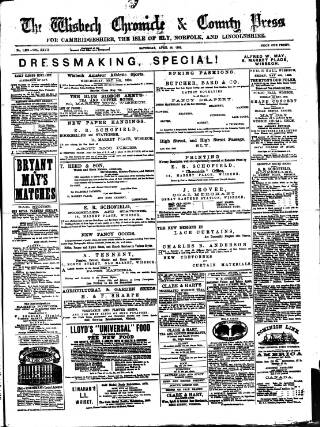 cover page of Wisbech Chronicle published on April 28, 1883
